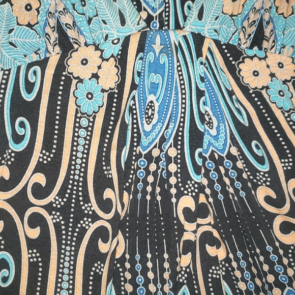 Free People Floral Boho Button Up Back Sleeveless Stretch Blue Mini Dress Size 6 - Picture 12 of 16